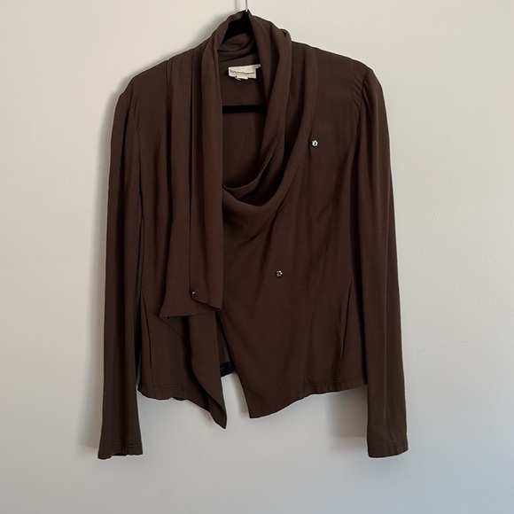 Pure DKNY Chocolate Brown Draped Wrap Jacket - Picture 2 of 9